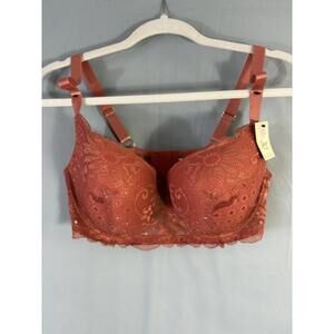 Spree Intimates NWT Rustic Brown Lace Padded Bra Underwire sz 40C Hook/Eye